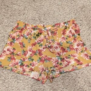 Joe Benbasset Floral High Waist Shorts - Yellow and Pink